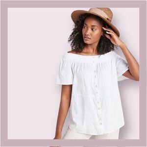 Anthropologie Lucille Off The Shoulder White Blouse